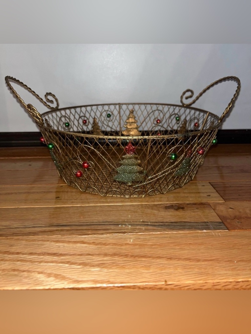 Vintage Christmas Wire Basket